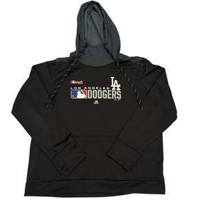 Majestic LA Dodgers Hoodie Women's XL Black Gray Fleece Pullover MLB